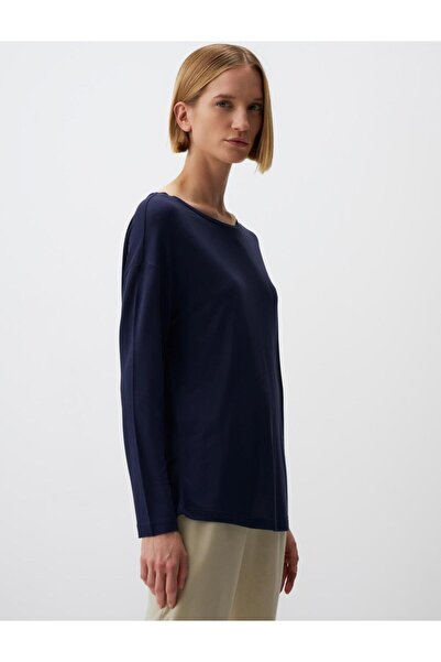 Jimmy Key Navy Blue Round Neck Long Sleeve T-Shirt