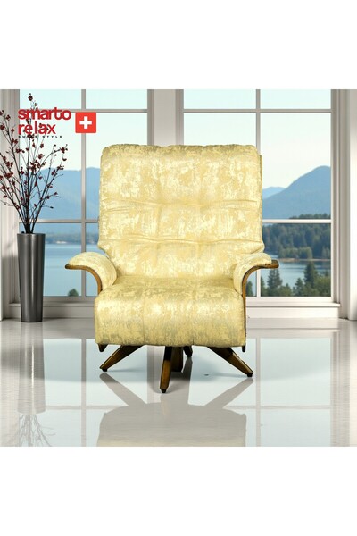 Smarto relax Smarto GENOVA Döner Mekanizmalı Krem Kadife Baba TV Koltuğu – Ah...