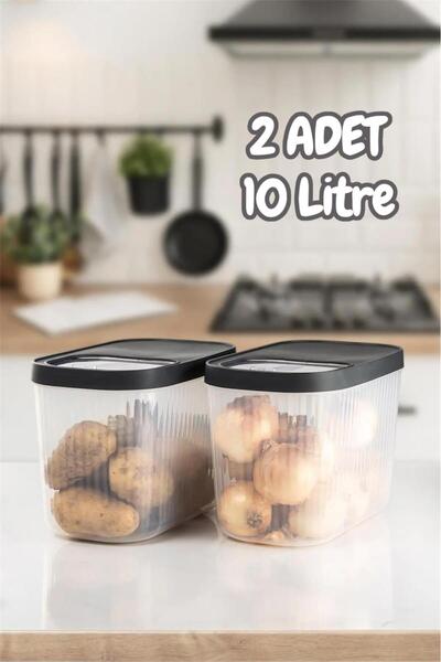 Bayev 2 قطعة حاوية تخزين المواد الغذائية سعة 10 لتر - صندوق تخزين أقراص المنظفات بغطاء منزلق