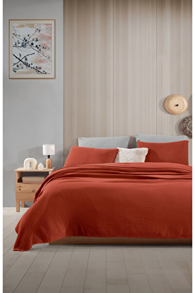 destinyhometex Dark Tile 4 Layers - Multi Muslin 100% Cotton Oversize Fringeless Design 260x240cm