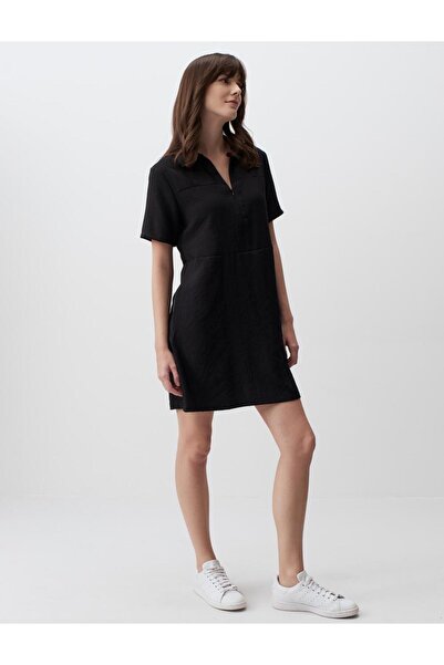 Jimmy Key Čierne mini šaty polo s krátkym rukávom