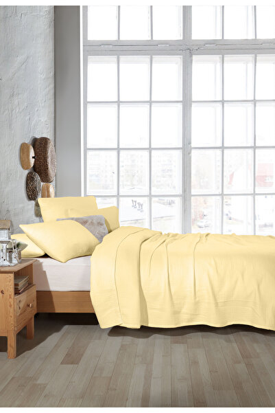 destinyhometex Sarı 4 Katlı Multi Muslin %100 Pamuk Battal Boy Saçaksız 260x240cm