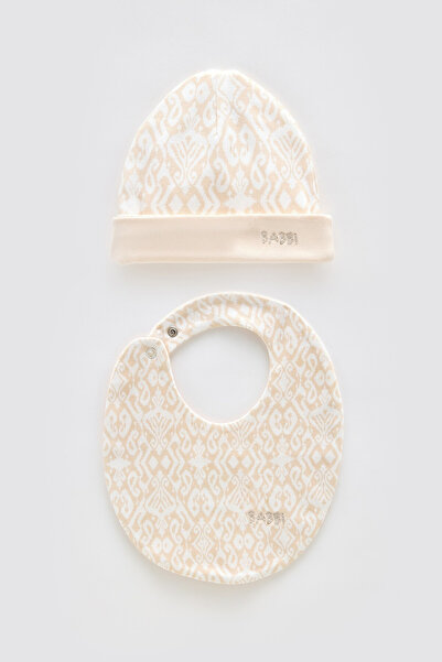 Atelier Babbi طقم مريلة وقبعة لحديثي الولادة مصنوع من القطن بنسبة 100% - إيكا...