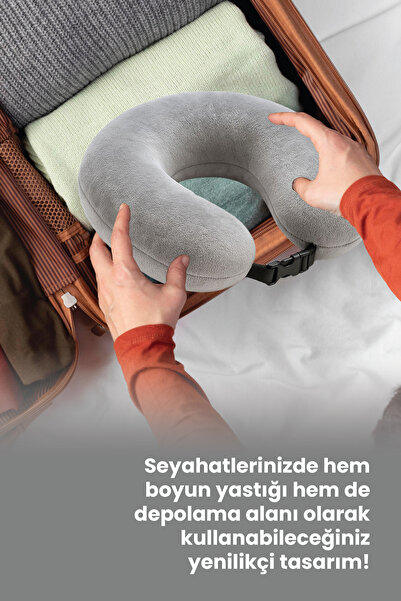 Viscofoam Hybrid Travel Bag Seyahat Çantası Seyahat Yastığı - Gri - Ergo Travel