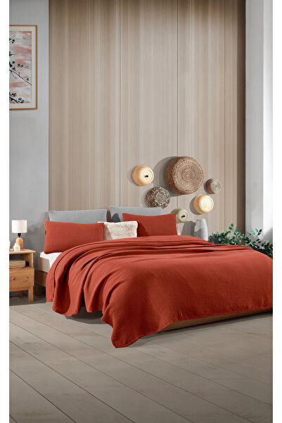 destinyhometex Dark Tile 4 Layers - Multi Muslin 100% Cotton Oversize Fringeless Design 260x240cm