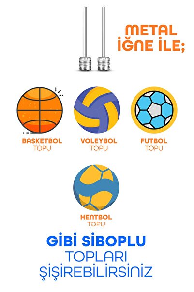 ByKurt Futbol Topu Pompası İğneli Top Şişirme Pompası Küçük
