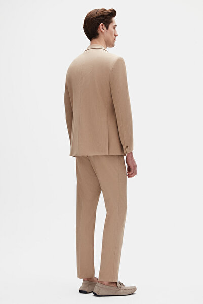 Twn Slim Fit Μπεζ Πλεκτό Κοστούμι με Κορδόνι