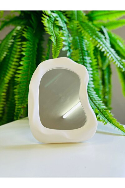 YDGR Beyaz Masaüstü Bulut Ayna – Dekoratif & Estetik Makyaj Aynası 23x16 Cm