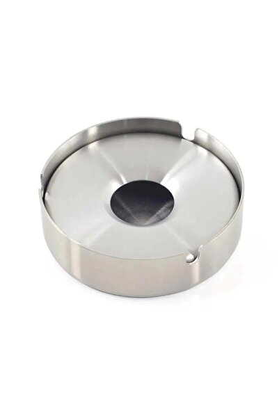 Doğuş Mutfak 8 Cm Chrome Ashtray - Stainless Steel Ash Tray with Lid