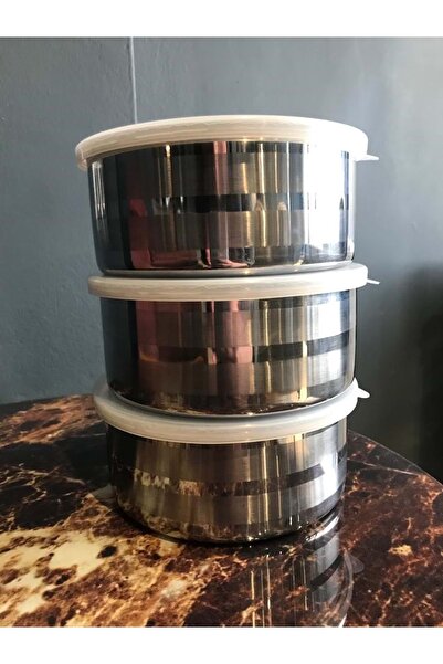 Doğuş Pazar عبوة تخزين من الفولاذ المقاوم للصدأ مكونة من 3 قطع مقاس 14 سم