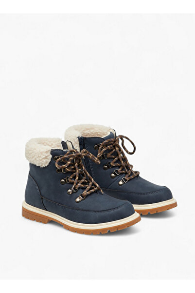 LBL by Shoexpress Solid Faux Fur Trim Boots with Zip Closure