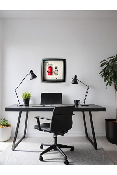 artevelle Volkswagen Beetle – Çerçeveli Diecast Model Tablo (1:32 Ölçek, Siya...