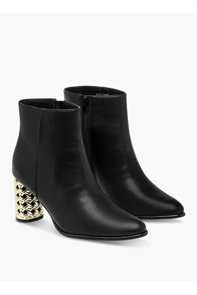 Flora Bella by Shoexpress Solid Ankle Boots with Metallic Block Heels