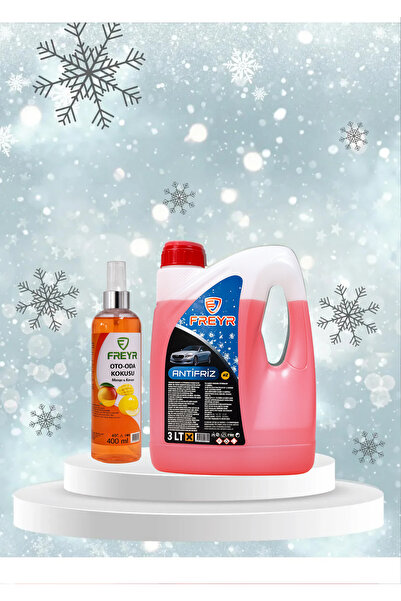 FREYR 4 MEVSİM -42 DERECE KIRMIZI ANTİFRİZ 3 LT VE 400 ML MANGO KAVUN OTO ODA...