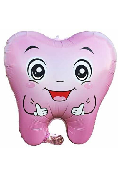 FOKUL Diş Folyo Balon Pembe Dişim Çıktı Diş Buğdayı Konsept Balon 50x52,5 Cm ...