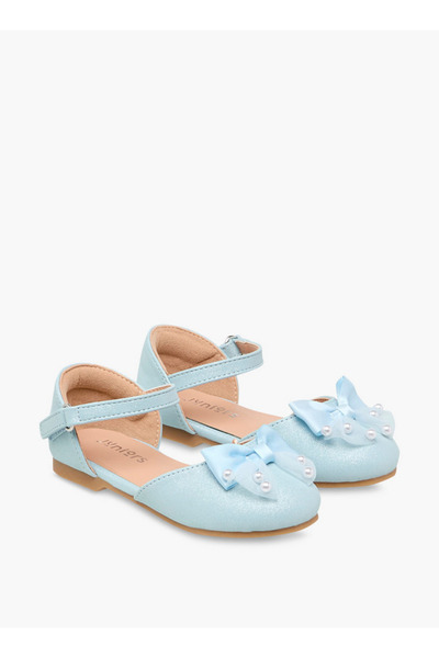 Juniors Bow Embellished Ballerina Shoes with Hook and Loop Closure