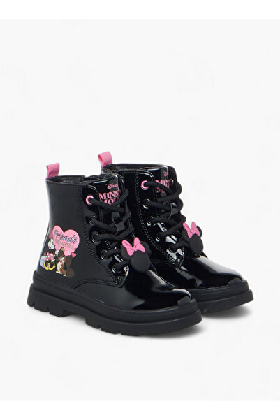 Disney Minnie Mouse Print Ankle Boots with Zip Closure