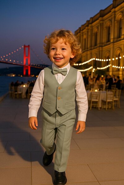 inowesta Erkek Çocuk Yelekli Takım Elbise /Düğün - Özel Gün 4’Parça