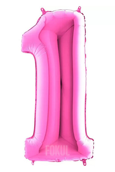 FOKUL Folyo Balon Pembe Renk 100 Cm 40 Inç 1 Yaş Büyük Rakam Folyo Yaş Balonu...