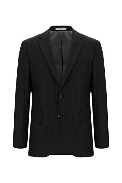 Kiğılı Slim Fit Dar Kesim Yünlü Çizgili Klasik Takım Elbise