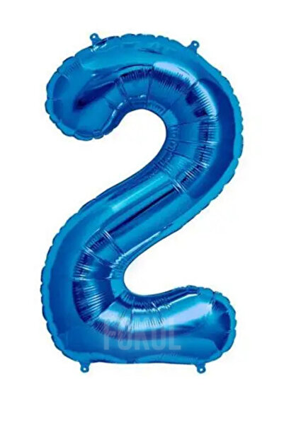 FOKUL Folyo Balon Mavi Renk 100 Cm 40 Inç 2 Yaş Büyük Rakam Folyo Yaş Balonu ...