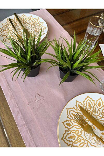 Tropikhome Pembe Runner Pamuklu Su Geçirmez Amerikan Servis Pudra Runner Renk...