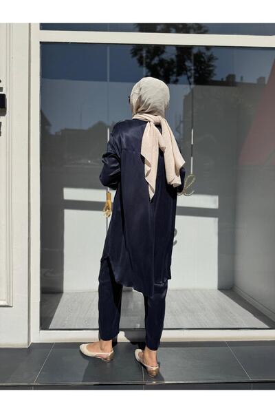 MissWhence Shoulder Stitched Women's Cupro Suit Navy Blue