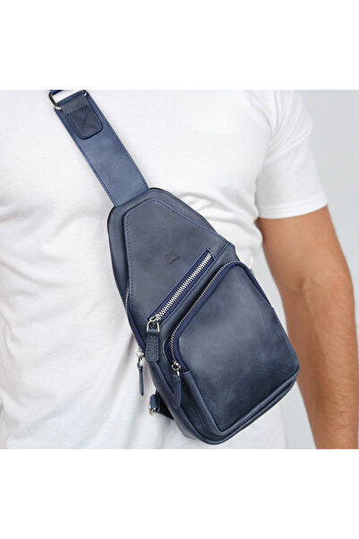 MFT Leather Design Синя сумка через плече з натуральної шкіри - 6981