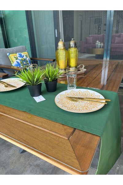 Tropikhome Yılbaşı Sunum Amerikan Servis Pamuklu Yeşil Renkli Masa Sunum Runn...