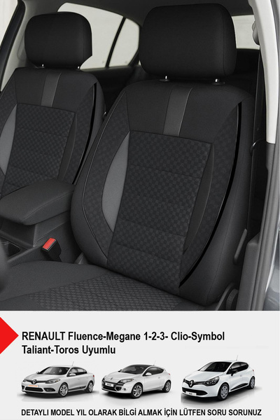 GM-DESIGN Oniks Plus Füme Oto Koltuk Kılıfı (RENAULT Fluence-Megan 1-2-3-Clio-Symbol-Taliant-Toros Uyumlu)