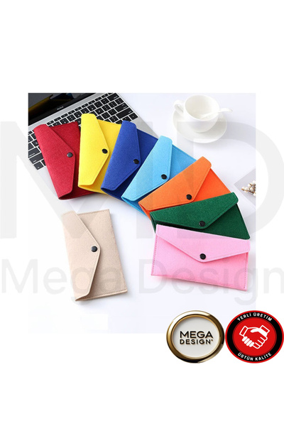 Mega Design Şık küçük keçe çanta çıtçıtlı düğmeli