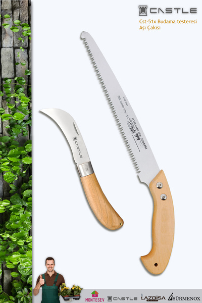 CASTLE KNİFE Castle Cst-51x Budama Seti 2'li Budama Testeresi Budama Çakısı A...