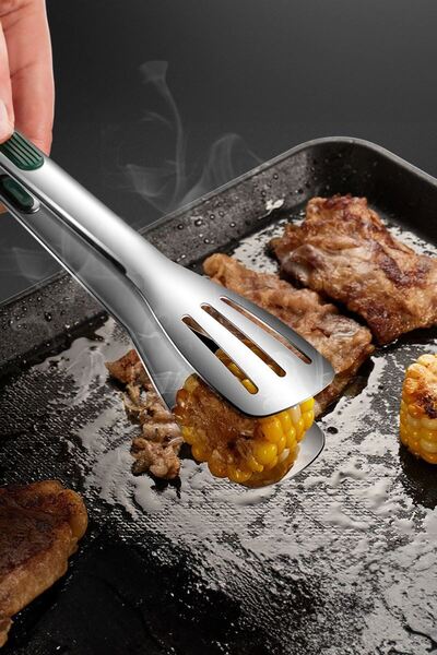 Chavin 304 Steel 23 cm Silver Kitchen Steak Barbecue And Bread Tongs cin627