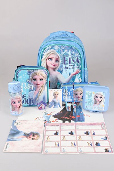 Disney Dekomus Li̇sansli Elsa Frozen Okul,kalem Ve Beslenme Çantasi,matara,beslenme Kabi İle Full Okul