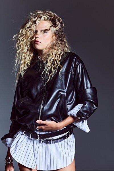 Stradivarius Oversize leather effect jacket