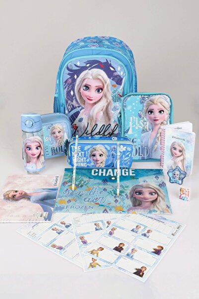 ELSA DEKOMUS LİSANSLI "MAVİ KARLAR ÜLKESİ ELSA FROZEN KOLEKSİYONU "OKUL ,BESLENME VE KALEM ÇANTASI,MATARA