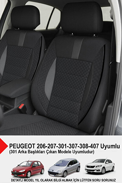 GM-DESIGN Oniks Plus Smoked Car Seat Cover - (Compatible with Peugeot 206-207...