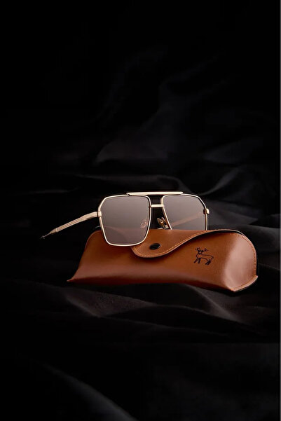 Chunky Frame نظارات شمسية فاخرة من التيتانيوم عالية الجودة للجنسين باللون البني