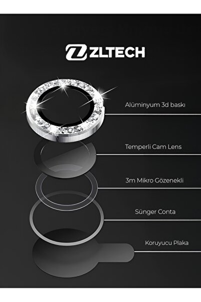 ZLTECH iPhone 12 Pro Max Uyumlu Taşlı Kamera Lens Koruyucu