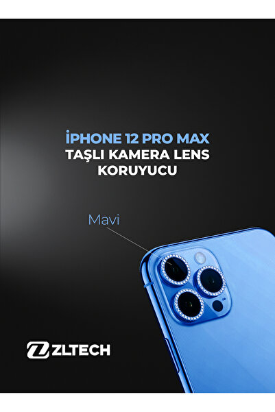 ZLTECH iPhone 12 Pro Max Uyumlu Taşlı Kamera Lens Koruyucu