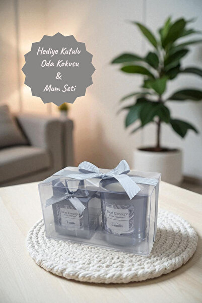Tiem Concept Yılbaşına Özel Hediye Kutulu Vanilya Kokulu Gri Bardak Mum Ve Çu...