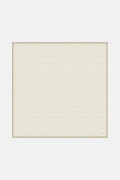 Vakko Twill İpek Eşarp - Yeni Monogram - Bej