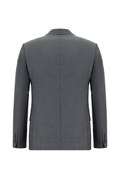 Kiğılı Super Slim Fit Ekstra Dar Kesim Çizgili Kruvaze Takım Elbise