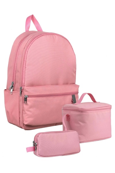 Cennec Pembe Renk Kız Çocuklar İçin Üçlü İlkokul Okul Çanta Seti - SETUMT5121A