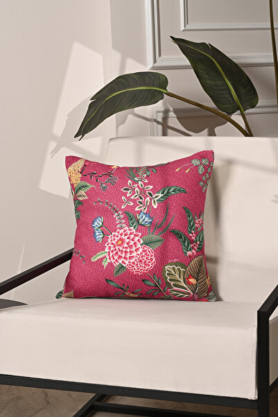 decofav Ροζ Μπότες Βοτανικής Λουλούδι Θήκη 43x43 cm με κρυφό φερμουάρ