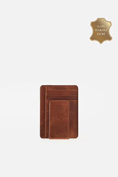 MAFİ Hakiki Deri Manyetik Klipsli Kartlık – Şeffaf Kimlik Bölmeli, Kağıt Para ve 3 Kart Kapasiteli