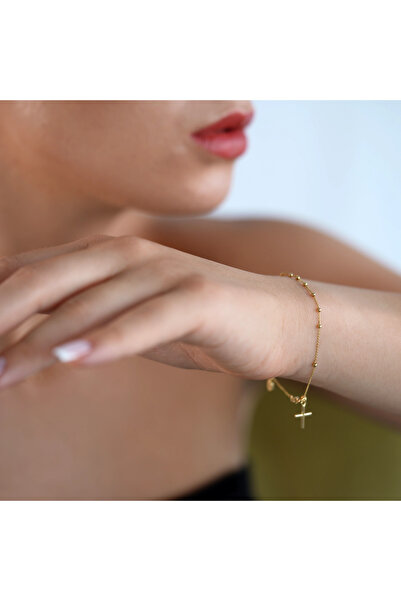 Sandra Ferretti Bratara Rozariu din Aur Galben de 18 K cu Cruciulita