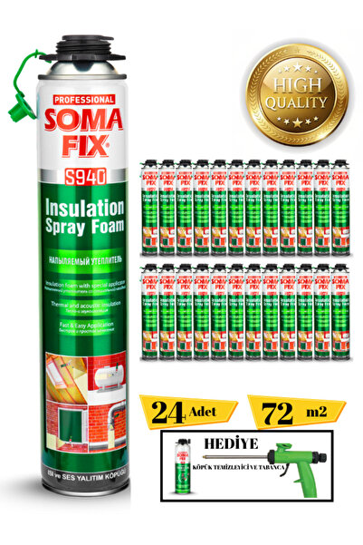 Somafix Poliüretan Termal Isı Ve Ses Yalıtım Sprey Köpük (24 ADET) Tabanca Ve...