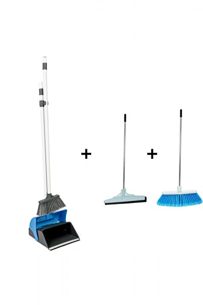 MCK Plus 3'Lu Temizlik Seti Metal Sapli Firca Cekpas,Cekcek Tarakli Katlanabilir Faras Kapaklı