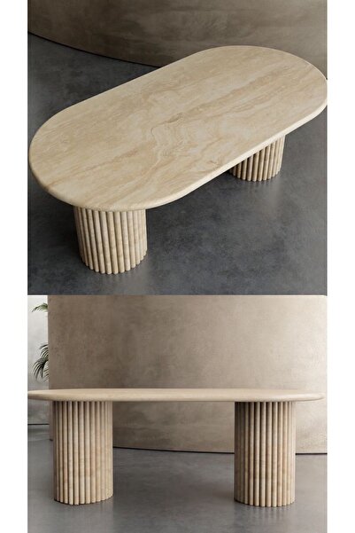 SİA ART DESİNG Doğal Traverten  Mermer Yemek Masası